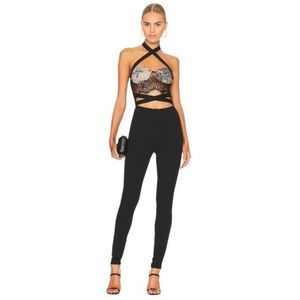 superdown Black Sequin Halter Jumpsuit